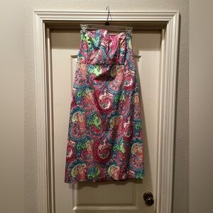 Multicolored Floral Strapless Dress  Island Time Size 14 (XL)